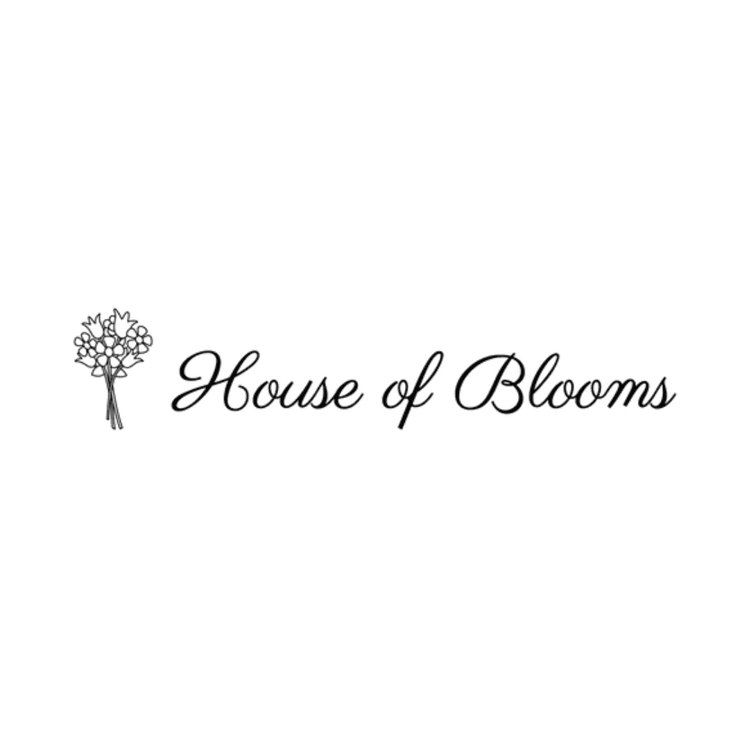 Logo of House of Blooms with a bouquet illustration.